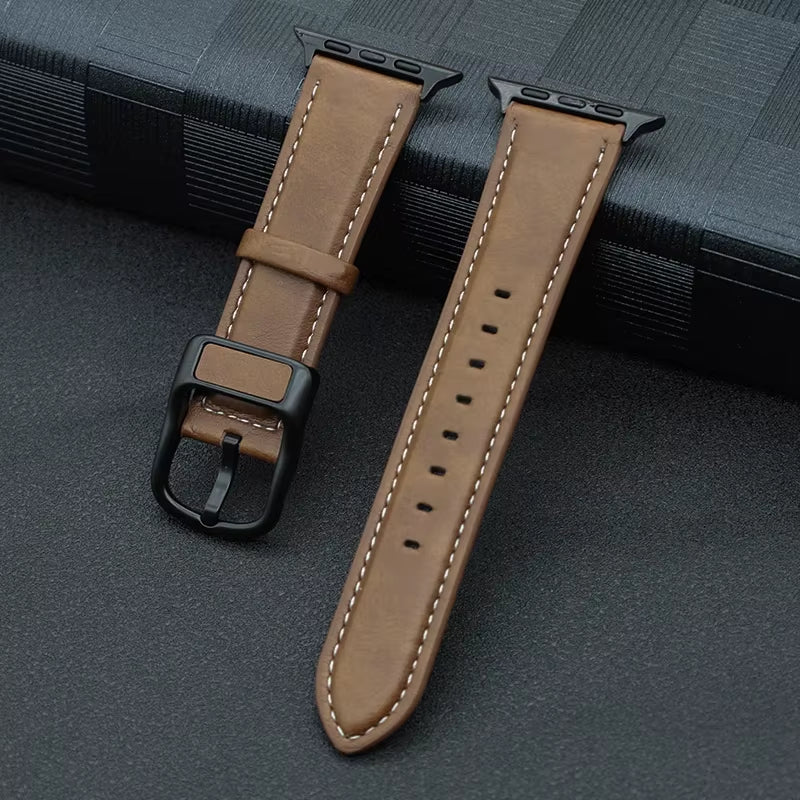 PU Leather Strap for  Watch Band 44Mm 45Mm 41Mm 40Mm 42Mm 46Mm Correa Bracelet Iwatch Series 4 5 6 SE 7 8 9 10 Ultra/2 49Mm