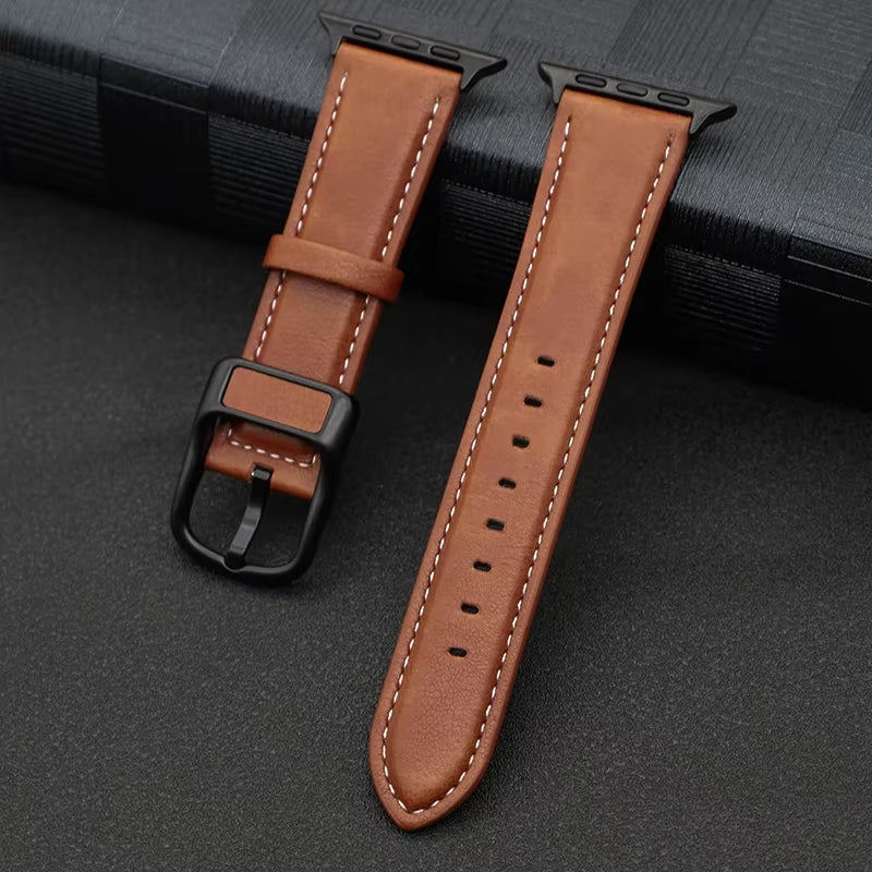 PU Leather Strap for  Watch Band 44Mm 45Mm 41Mm 40Mm 42Mm 46Mm Correa Bracelet Iwatch Series 4 5 6 SE 7 8 9 10 Ultra/2 49Mm