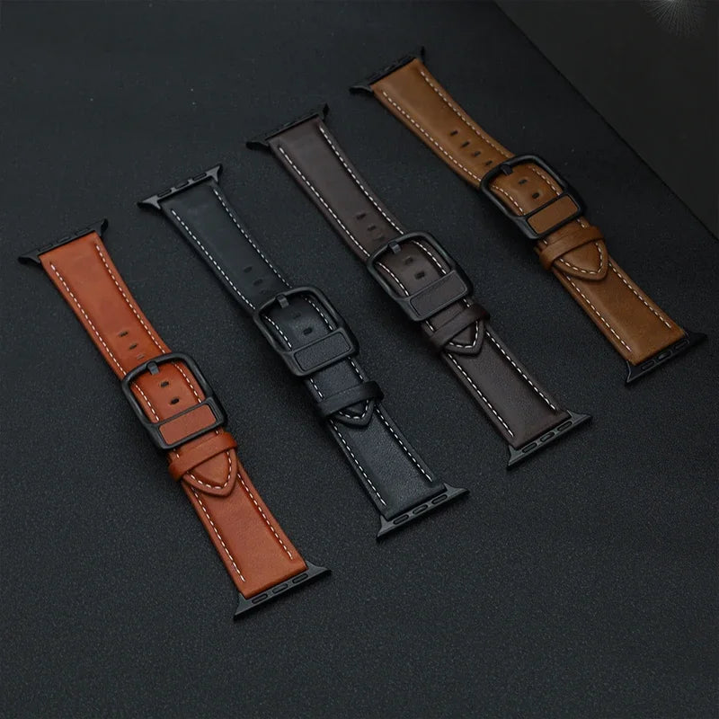 PU Leather Strap for  Watch Band 44Mm 45Mm 41Mm 40Mm 42Mm 46Mm Correa Bracelet Iwatch Series 4 5 6 SE 7 8 9 10 Ultra/2 49Mm