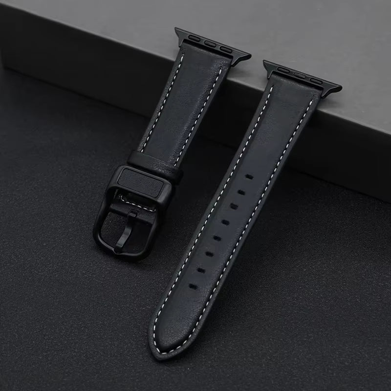 PU Leather Strap for  Watch Band 44Mm 45Mm 41Mm 40Mm 42Mm 46Mm Correa Bracelet Iwatch Series 4 5 6 SE 7 8 9 10 Ultra/2 49Mm